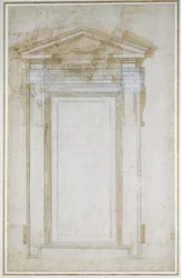 Studie eines Fensters mit dreieckigem Giebel, ca. 1546